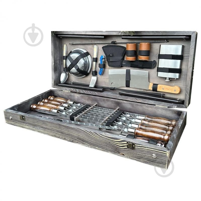 Набор шампуров Metalzavod кейс-стол "Просто неба" темная текстура - фото 3 Набор шампуров Metalzavod кейс-стол "Просто неба" темная текстура - фото 3