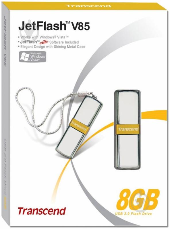 Флеш-память USB Transcend JetFlash V85 8 ГБ USB 2.0 silver (TS8GJFV85) - фото 2