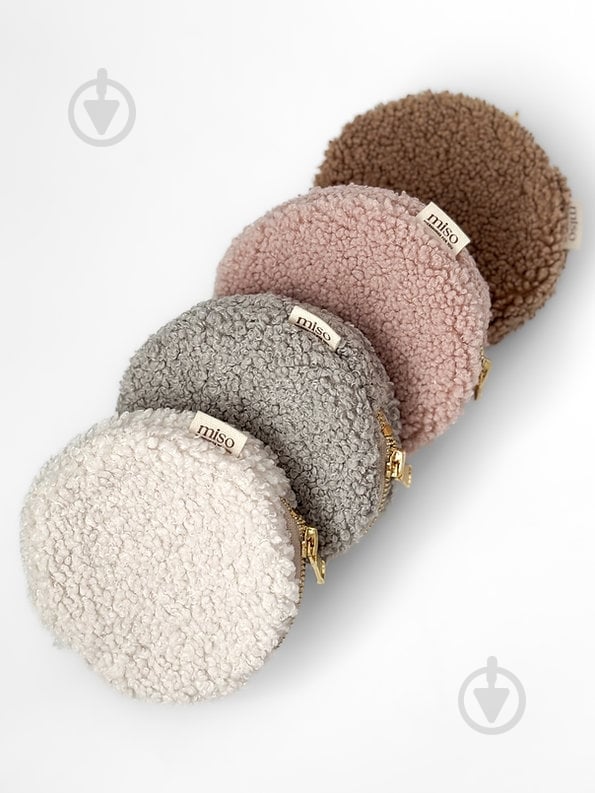 Косметичка MISO accessory TEDDY круглая серая - фото 3