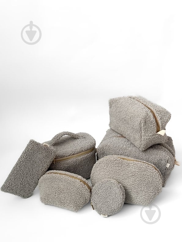 Косметичка MISO accessory TEDDY круглая серая - фото 5