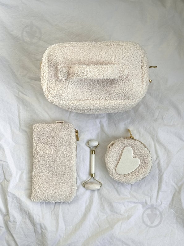 Косметичка MISO accessory TEDDY круглая белая - фото 4