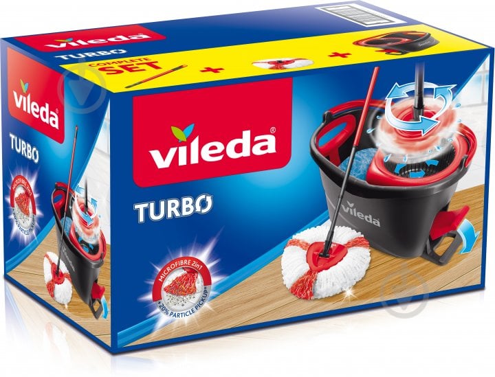 Комплект швабра і відро з механічним віджимом для підлоги Vileda Тurbo - фото 1