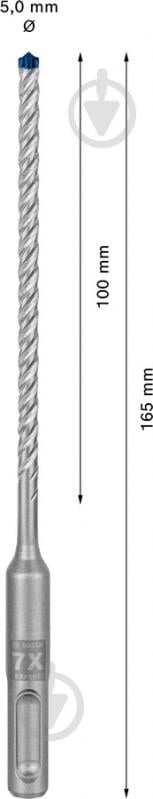 Бур Bosch EXPERT SDS-plus 5x100 мм 165 мм 1 шт. 2608900060 - фото 2