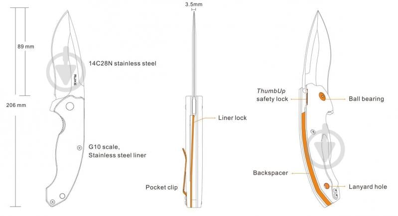 Ніж складаний Ruike P852-B - фото 4