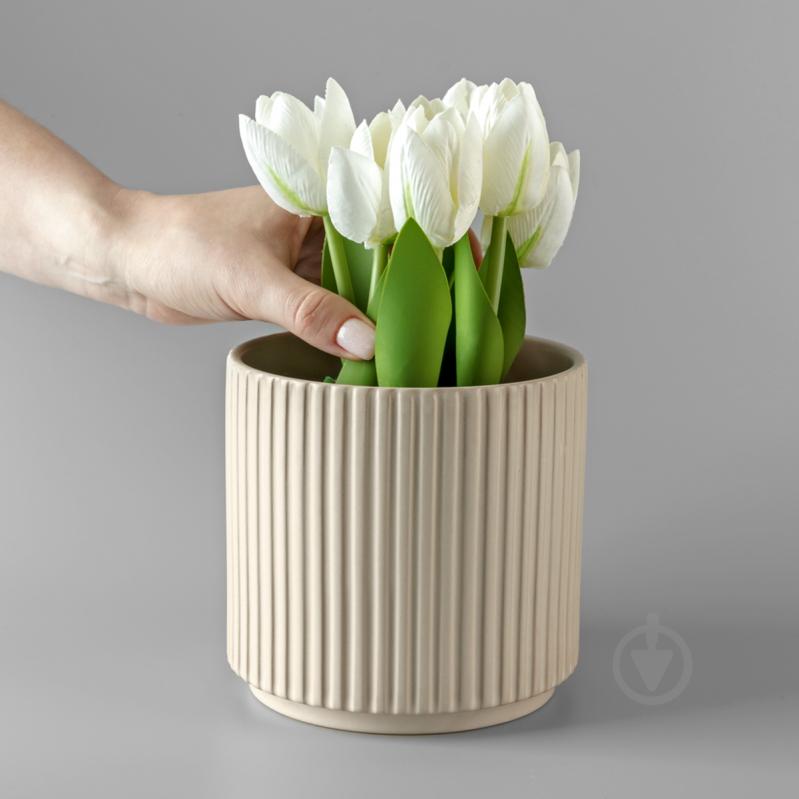 ᐉ Ваза-кашпо МВМ DH-FLOWERS-24 M BEIGE 13 см Бежевий • Краща ціна в ...