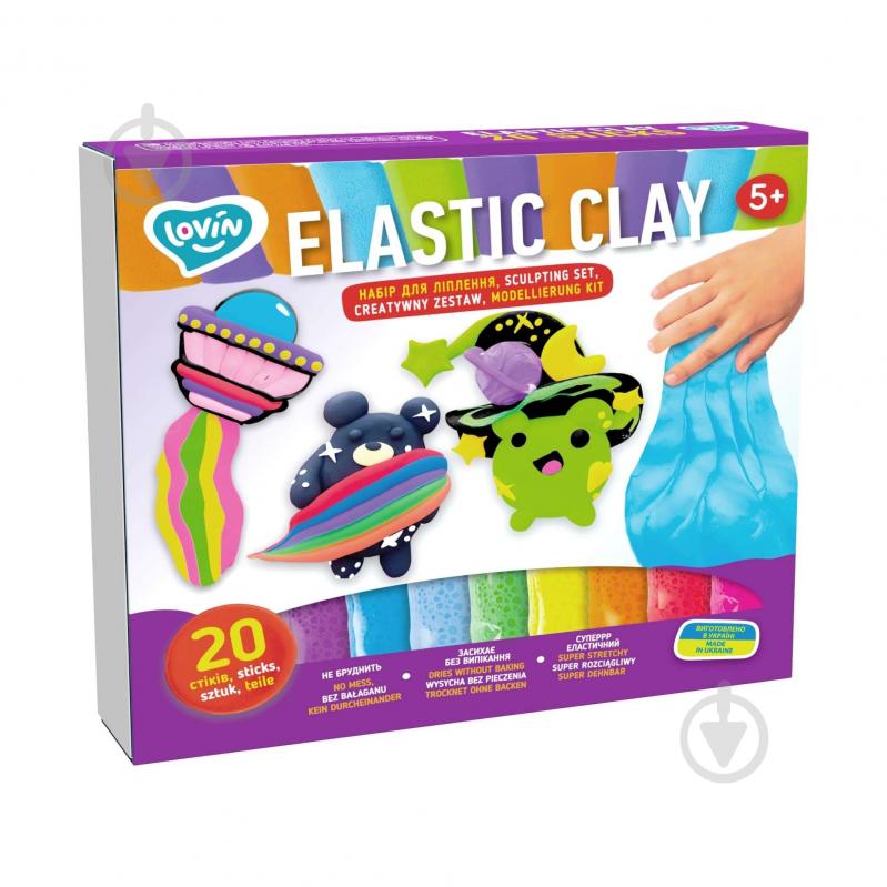 Набір для творчості Lovin Elastic Clay 20 sticks з повітряним пластиліном - фото 1