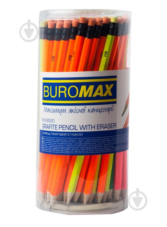 Карандаш чернографитный Neon НВ ассорти BM.8520 Buromax - фото 1