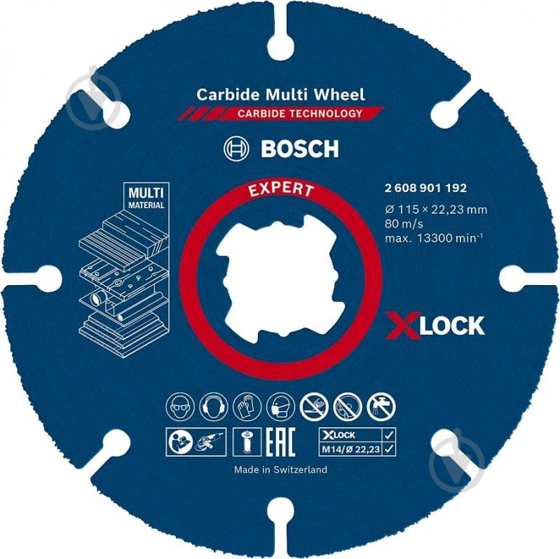 Круг отрезной Bosch X-LOCK Carbide 115 22,23 мм 2608901192 - фото 1