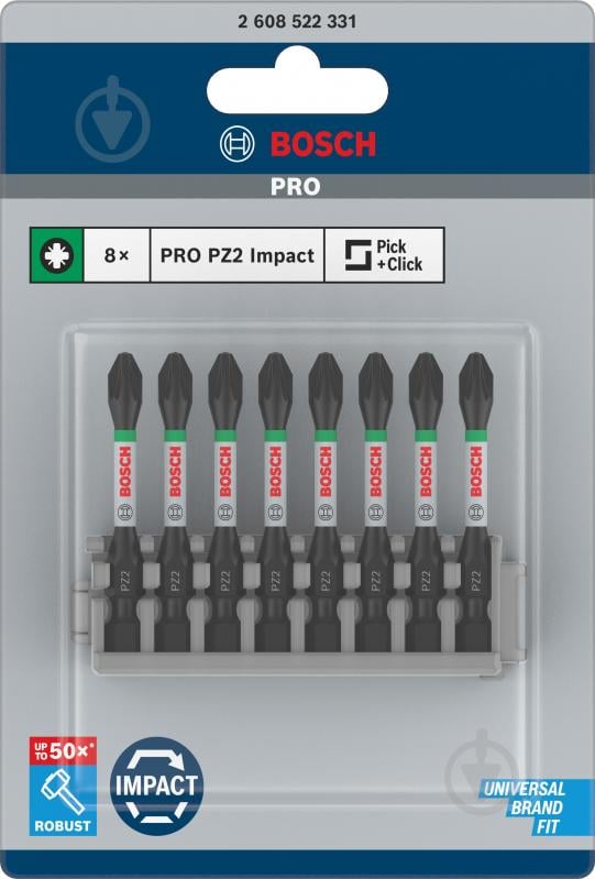 Набір біт Bosch Impact Control PZ2 8 шт. 2608522331 - фото 4