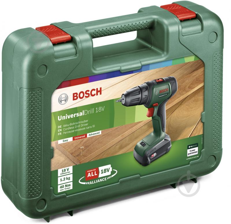 Шуруповерт акумуляторний Bosch UniversalDrill 18V (1x1,5 Ah) 06039D4001 - фото 2