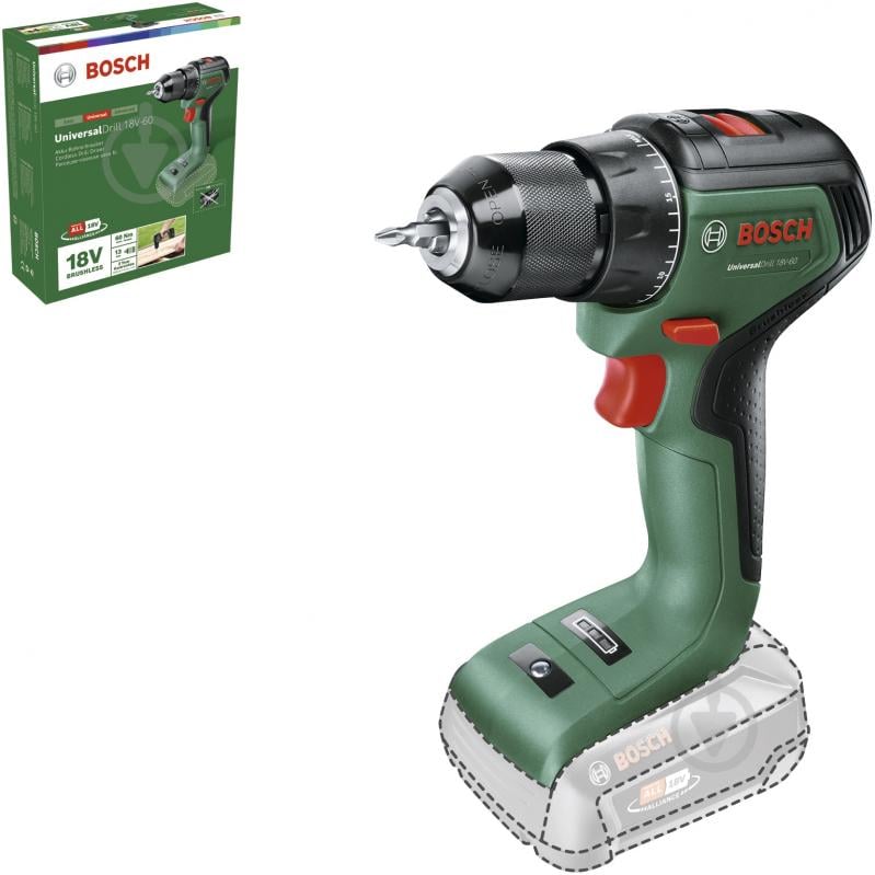 Шуруповерт акумуляторний Bosch UniversalDrill 18V-60 06039D7000 - фото 2