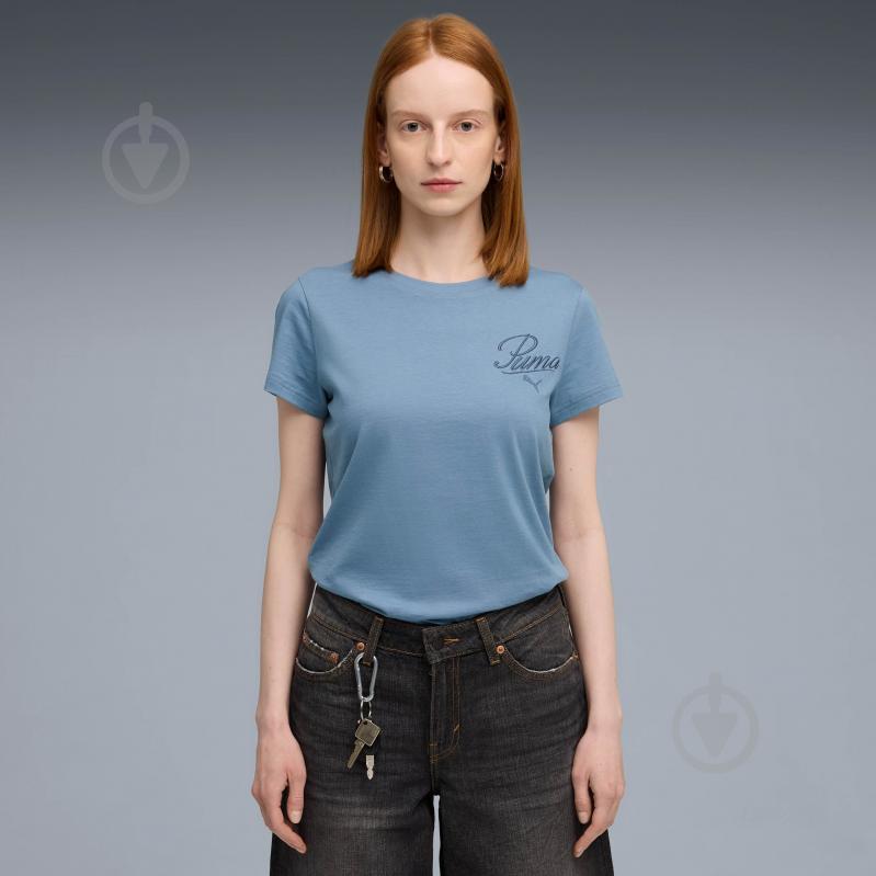 Футболка Puma ESS SCRIPT Tee 68498234 р.M синий - фото 1 Футболка Puma ESS SCRIPT Tee 68498234 р.M синий - фото 1