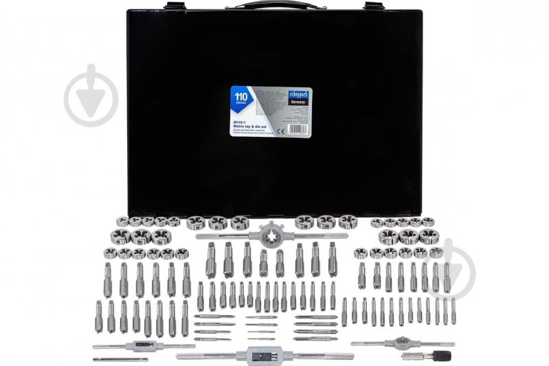 Набор метчиков и плашек метрический, в металлическом кейсе Scheppach 110 шт. SCH-M110-1 - фото 1 Набор метчиков и плашек метрический, в металлическом кейсе Scheppach 110 шт. SCH-M110-1 - фото 1