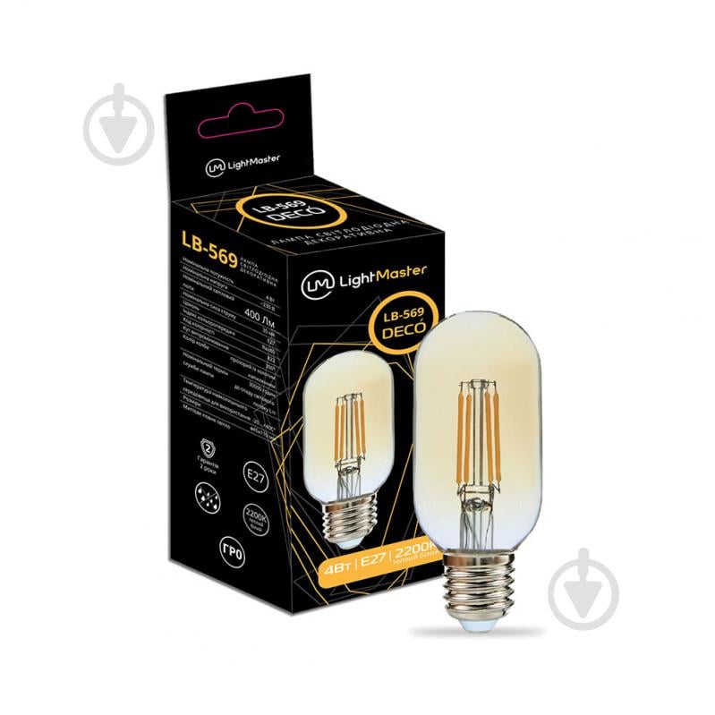 Лампа світлодіодна LightMaster Deco LB-569 4 Вт Т45 прозора E27 230 В 2200 К - фото 1