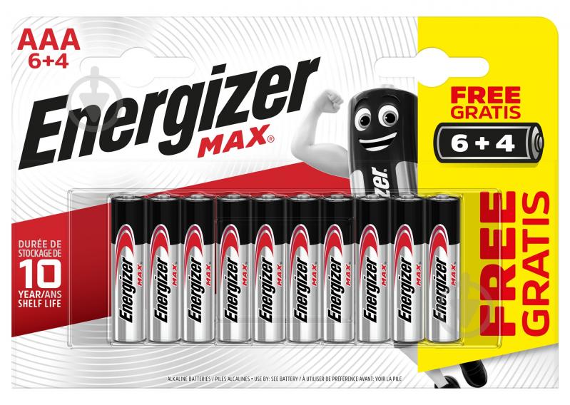 Батарейка Energizer ENERGIZER AAA (мизинчиковые) 10 шт. (E301534102) - фото 1