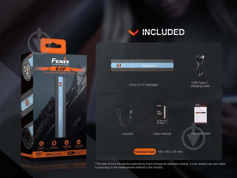 Фонарик Fenix ручной E-CP Black (E-CPblack), 1600лм - фото 9