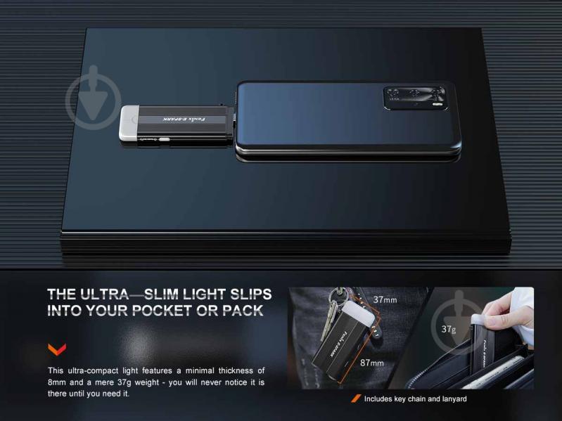 Фонарик Fenix брелок ручний E-SPARK, 100лм - фото 5