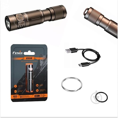 Фонарик Fenix ручной E05R бронзовый, 400 лм - фото 2