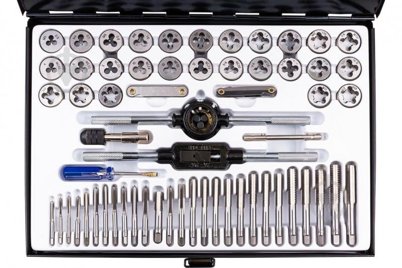 Набор метчиков и плашек метрический+дюймовый, в металлическом кейсе Scheppach 60 шт. SCH-M060-3 - фото 3 Набор метчиков и плашек метрический+дюймовый, в металлическом кейсе Scheppach 60 шт. SCH-M060-3 - фото 3