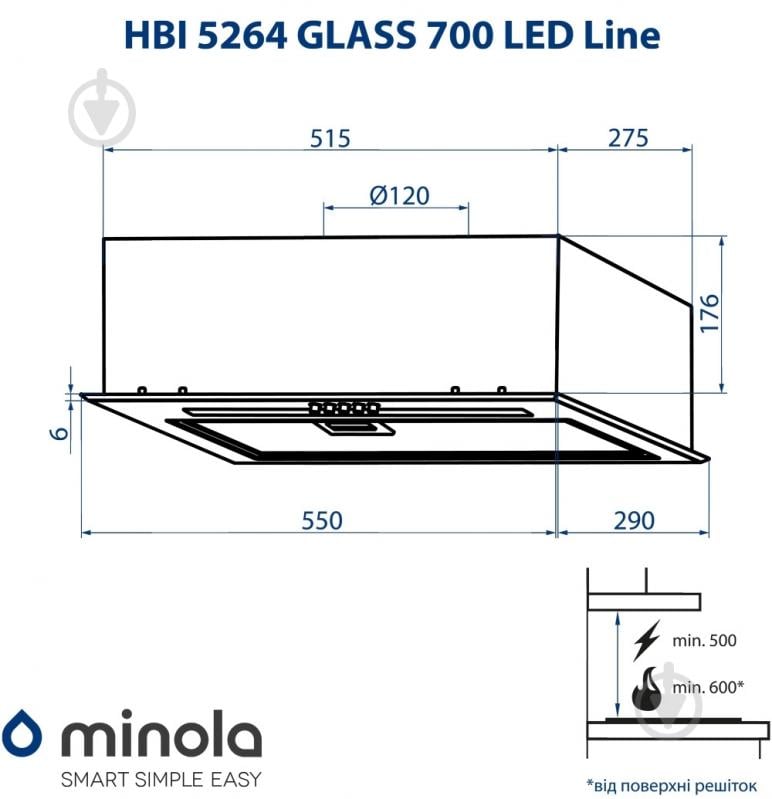 Витяжка Minola HBI 5264 BL GLASS 700 LED Line - фото 9