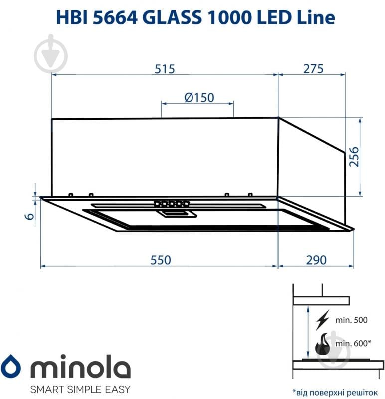 Витяжка Minola HBI 5664 BL GLASS 1000 LED Line - фото 9