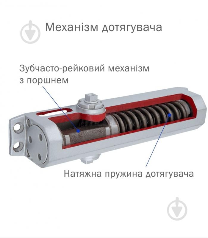 Доводчик дверний RYOBI DS-2055P BC PRL_HO паралельна тяга з фіксацією темно-коричневий 80 кг - фото 6