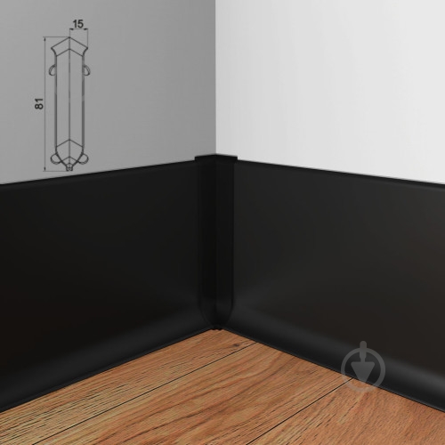 Кут внутренний АЛЮПРО ПАС-3818 черный мат 80 мм - фото 2