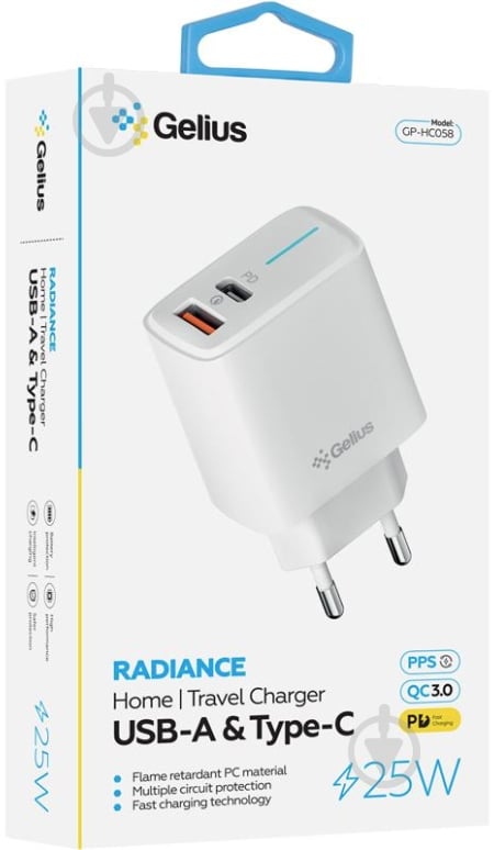 Зарядний пристрій Gelius Radiance GP-HC058 1Type-C + 1USB - фото 3
