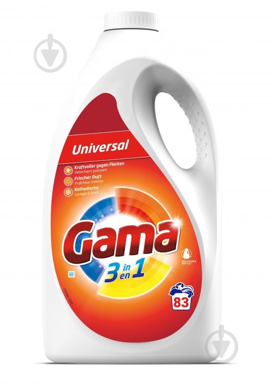 Гель для машинной и ручной стирки Gama Универсальный 3,735 л - фото 1 Гель для машинной и ручной стирки Gama Универсальный 3,735 л - фото 1