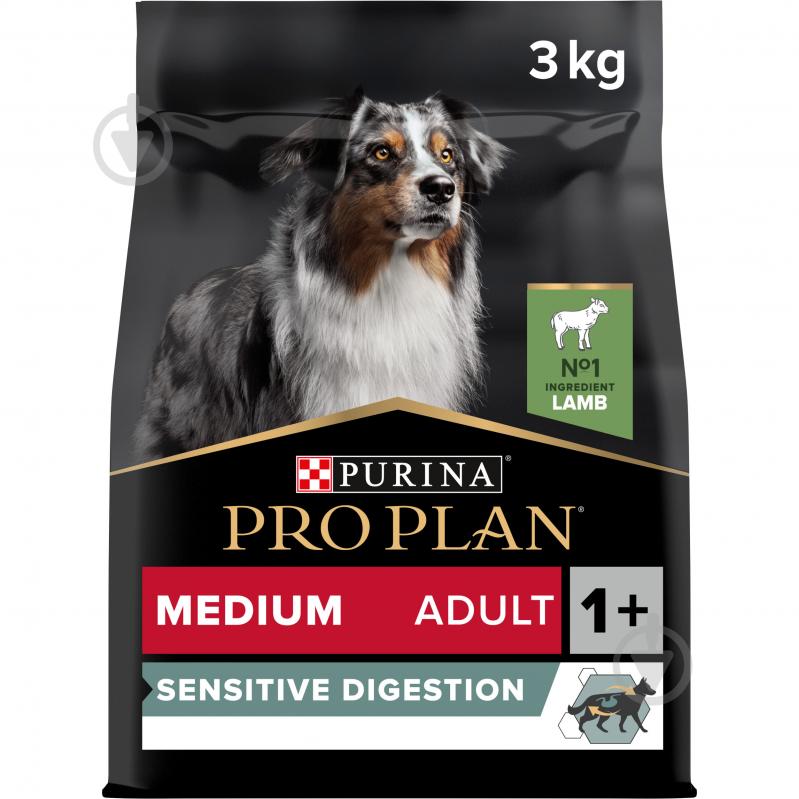 Корм сухий для собак із чутливим травленням для середніх порід Purina Pro Plan Medium Sensetive з ягням 3 кг - фото 1