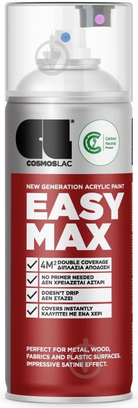 Емаль аерозольна COSMOS LAC EASY MAX №800 RAL 9010 білий напівмат 400 мл - фото 1