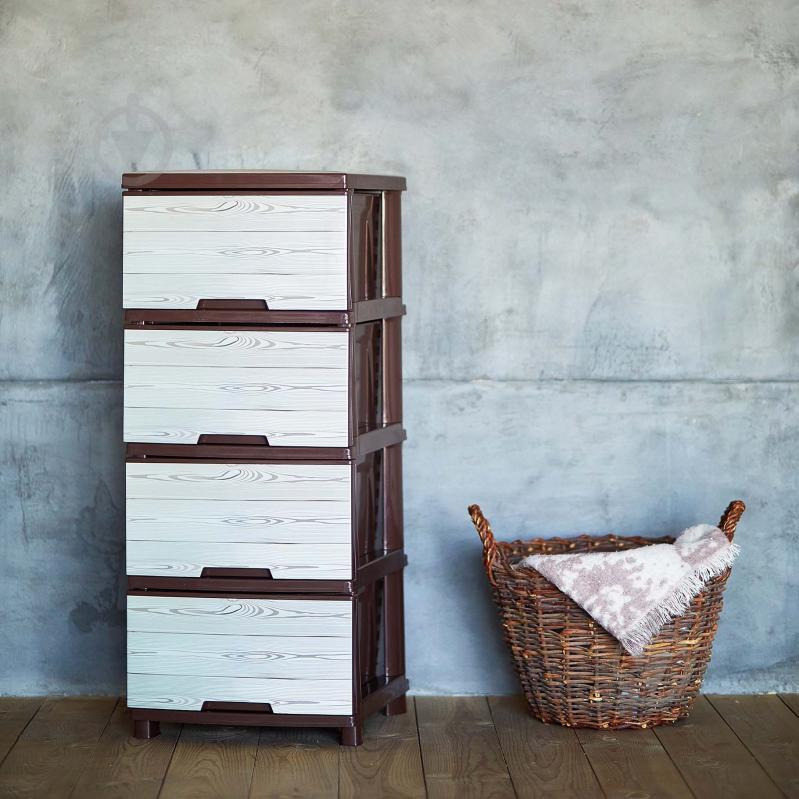 Комод пластиковий Алеана Дерево темне-коричневий (4 шухляди) 955x390x455 мм - фото 5