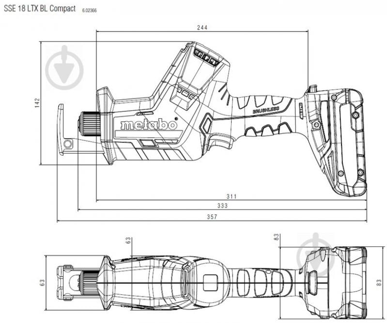 Пила шабельна Metabo SSE 18 LTX BL COMPACT 602366840 - фото 4