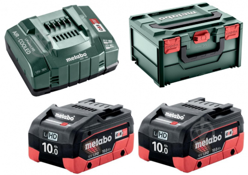 Набір акумуляторів Metabo LiHD 2x10.0 Ач + Зарядний пристрій ASC 145 + MetaBox 685142000 - фото 1