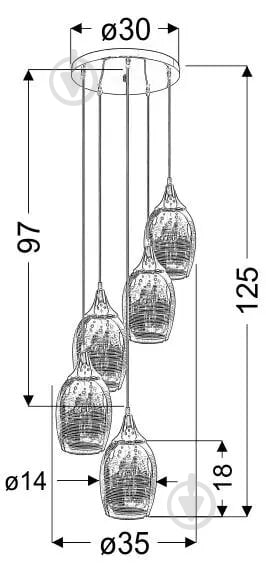Люстра подвесная Candellux MARINA 5x40 Вт E27 хром 35-60198 - фото 4