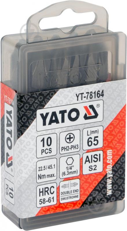 Бита YATO РН2/PH3x65 мм 10 шт. YT-78164 - фото 2