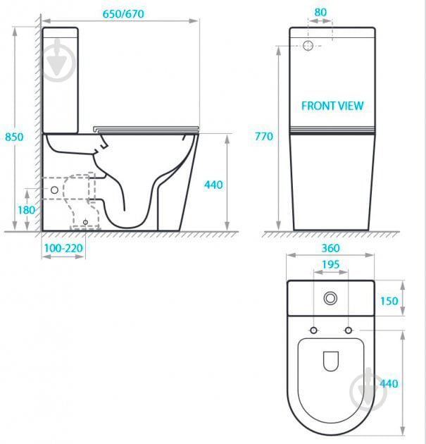 Унітаз-компакт Koller Pool Orion Rimless OR-0650-RC-C + OR-06 із сидінням slim soft close - фото 2