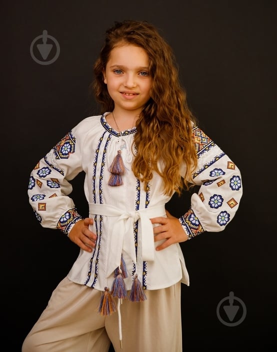 Вышиванка для девочек Galychanka Олеся р.122 белый с синим Gb-0267 - фото 1 Вышиванка для девочек Galychanka Олеся р.122 белый с синим Gb-0267 - фото 1