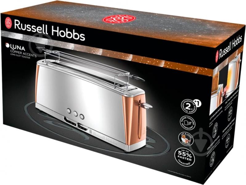 Тостер Russell Hobbs 24310-56 Luna Copper Accents 2 Slice Long Slot - фото 7