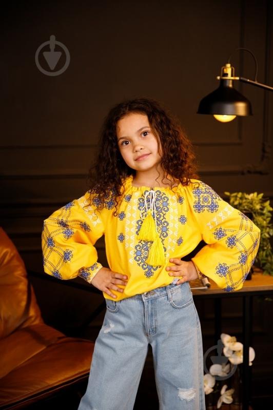 Вышиванка для девочек Galychanka Ангелина р.128 желтый с синим Gb-0354 - фото 1