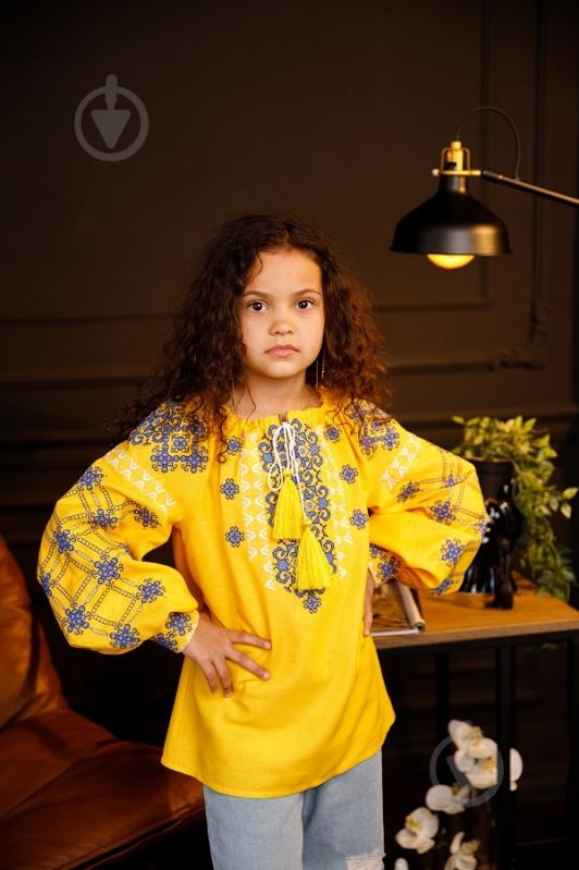 Вышиванка для девочек Galychanka Ангелина р.140 желтый с синим Gb-0354 - фото 2 Вышиванка для девочек Galychanka Ангелина р.140 желтый с синим Gb-0354 - фото 2