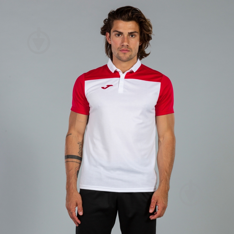 Поло Joma POLO SHIRT HOBBY II WHITE-RED S/S 101371.206 белый - фото 2