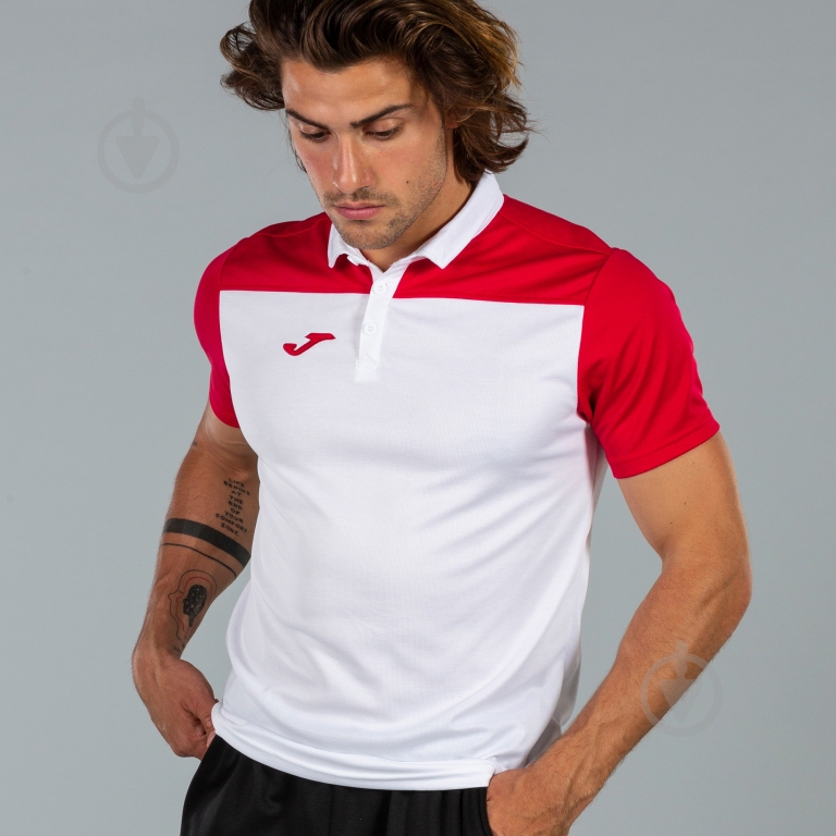 Поло Joma POLO SHIRT HOBBY II WHITE-RED S/S 101371.206 белый - фото 5