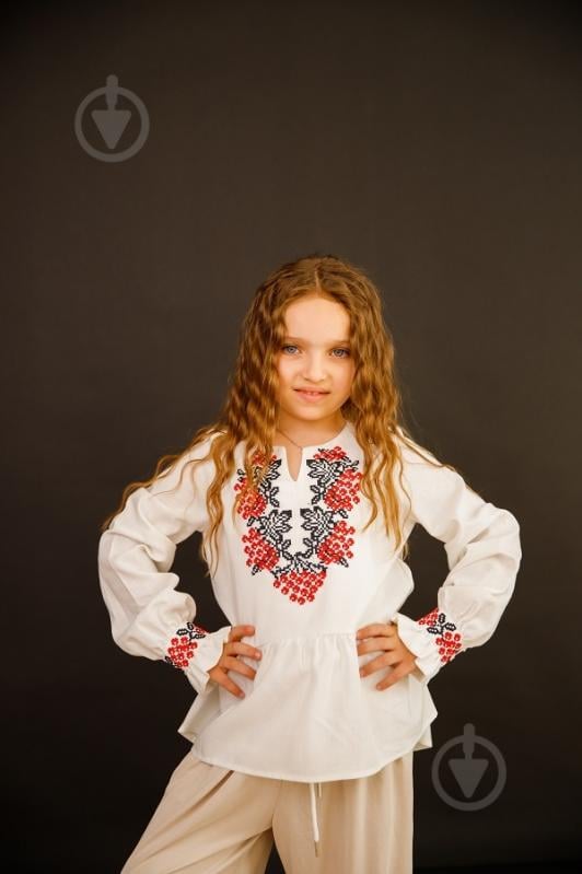 Вишиванка для дівчаток Galychanka Калинка р.128 білий із червоним Gb-0321 - фото 2 Вишиванка для дівчаток Galychanka Калинка р.128 білий із червоним Gb-0321 - фото 2