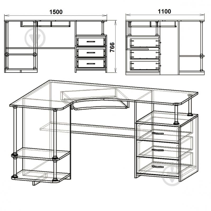 Стол компьютерный Компанит СУ-4 орех темный - фото 2