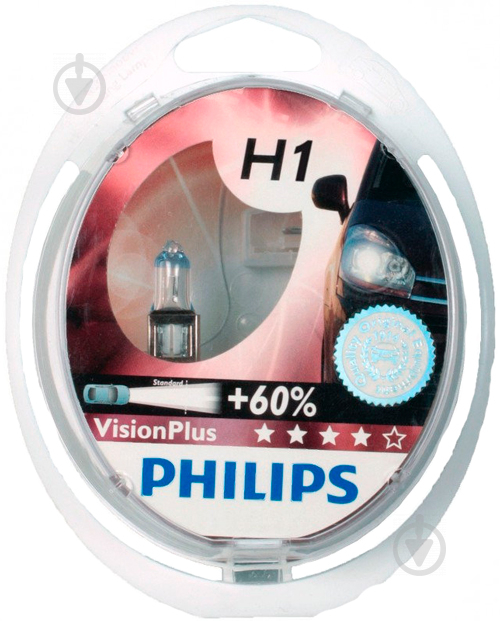 Автолампа накаливания Philips VisionPlus H1 55 Вт 2 шт.(36322728) - фото 1