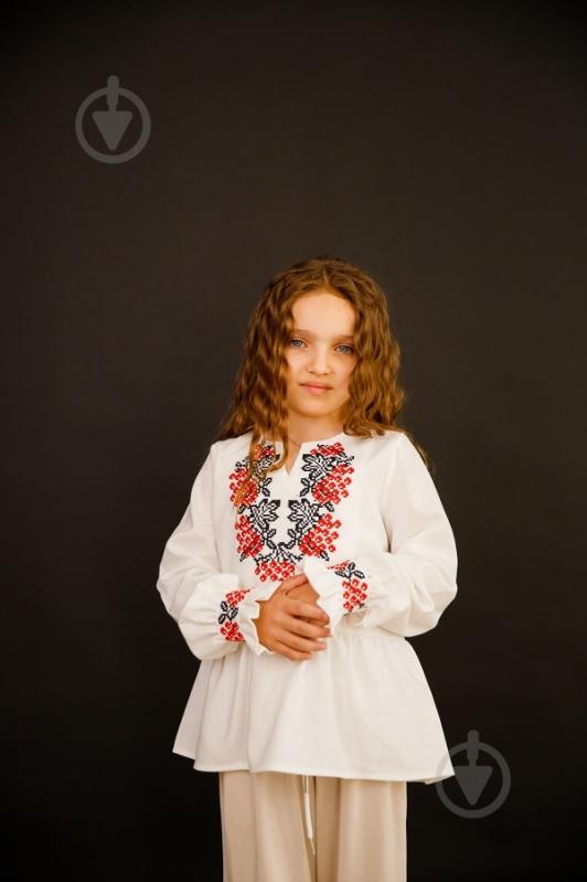 Вишиванка для дівчаток Galychanka Калинка р.140 білий із червоним Gb-0321 - фото 2 Вишиванка для дівчаток Galychanka Калинка р.140 білий із червоним Gb-0321 - фото 2