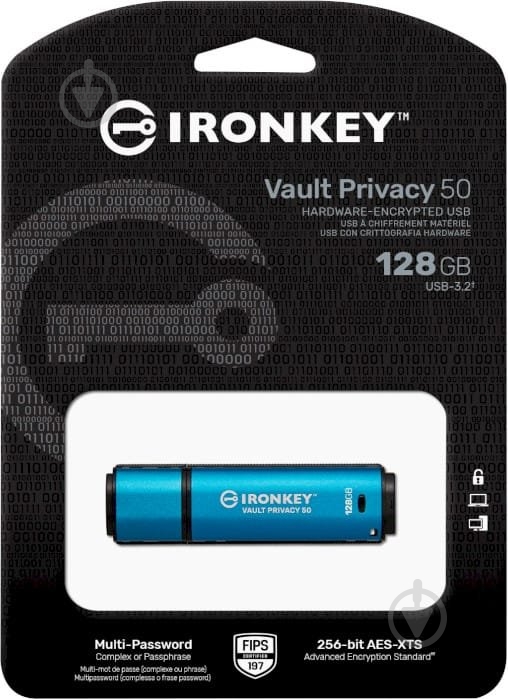 Флешпам'ять USB Kingston IronKey Vault Privacy 50 128 ГБ USB 3.2 blue (IKVP50/128GB) - фото 5