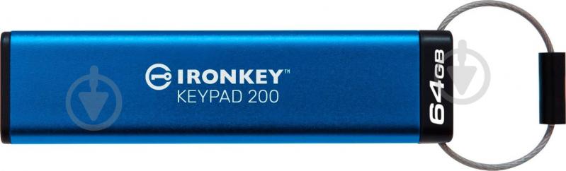 Флеш-память USB Kingston IronKey Keypad 200 64 ГБ USB 3.2 blue (IKKP200/64GB) - фото 3