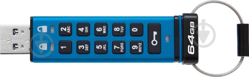 Флеш-память USB Kingston IronKey Keypad 200 64 ГБ USB 3.2 blue (IKKP200/64GB) - фото 4